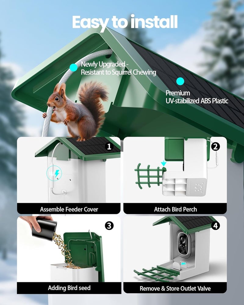 isYoung ​ Smart Bird Feeder with Camera, 2.5K QHD, AI Identify 16000+ Birds,Dual Solar Panel, AI Auto-Capture & Motion Detection, IP65 Weatherproof,170° Field of View, Perfect Bird Watching Gift - Image 5